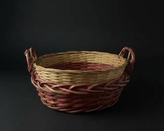 Vintage Wicker Basket with Red Accents