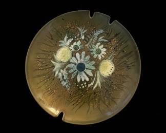 Sascha Brastoff Enamel on Copper Floral Dish