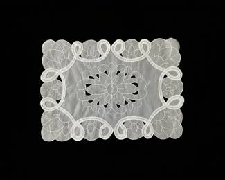 Vintage Embroidered Organdy Doily