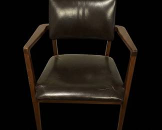 MidCentury Modern Walnut and Faux Leather Armchair by Boling Chair Company fourth image