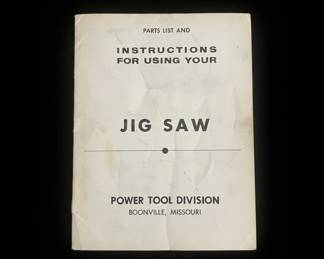 Vintage Power Tool Division Jig Saw Instruction Manual and Parts List