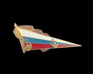 Russian Federation Naval Ensign Pennant Pin with Anchor