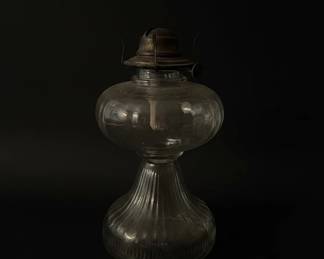 Vintage Clear Glass Oil Lamp with Eagle Burner