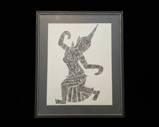 Thai Classical Dance Rubbing Kinnari Figure