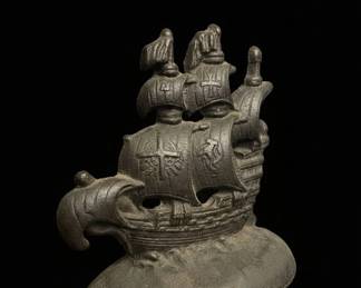 Vintage Cast Iron Galleon Ship Bookend