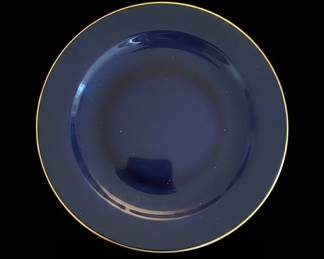 Bormioli Rocco Rondo Sapphire Blue Glass Dinner Plate with Gold Rim