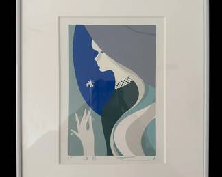 Art Print of a Woman with a Flower