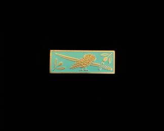 Vintage Owl and Olive Branch Enamel Brooch