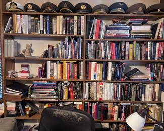 Collection of Military and Historical Books and Caps