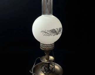 Vintage Currier Ives Federal Style Eagle Hurricane Lamp