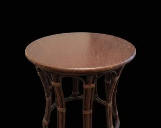 Vintage Rattan Round End Table