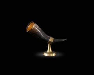 Decorative Drinking Horn with Brass Stand