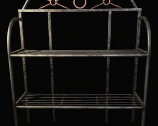Vintage Wrought Iron Bakers Rack with Glassware