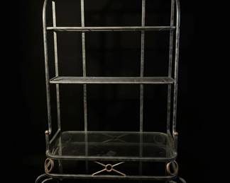 Wrought Iron Bakers Rack with Glassware and Barware