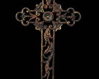 Ornate Cast Metal Cross and Abstract Metal Wall Art Cross