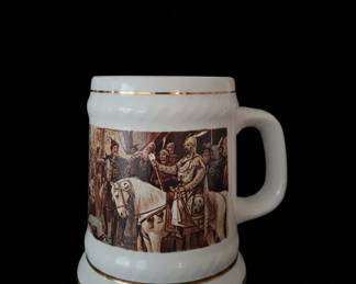 Vintage German Beer Stein with Military Scene