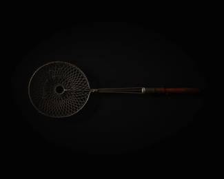 Vintage Wire Mesh Skimmer with Wooden Handle