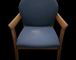 Navy Blue Upholstered Guest Chair with Wooden Frame second image