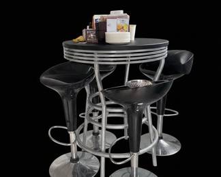Retro Diner Style Bar Stool Set with Round Table Stools