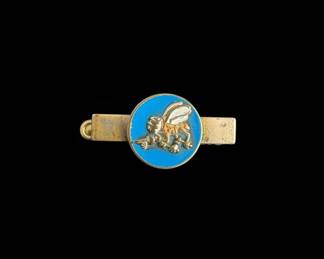 Vintage Bee Motif Tie Clip with Blue Enamel