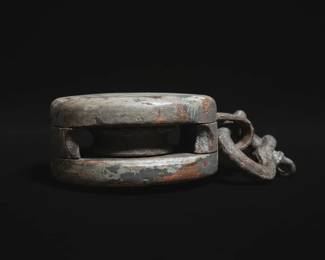 Vintage Wooden Marine Single Pulley Block with Swivel Shackle second image