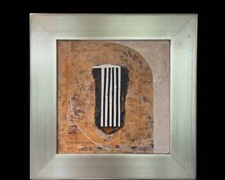 Abstract Mixed Media Painting with Geometric Motif