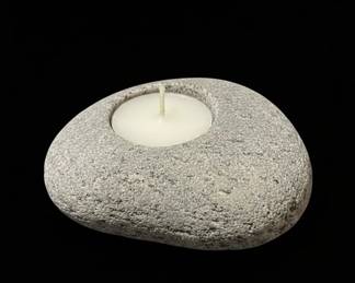 Natural River Stone Tealight Candle Holder
