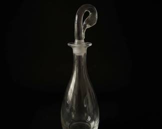 MidCentury Modern Art Glass Decanter with Swan Stopper