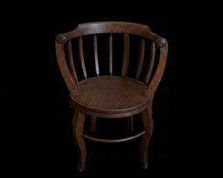 Antique Oak Barrel Back Spindle Chair