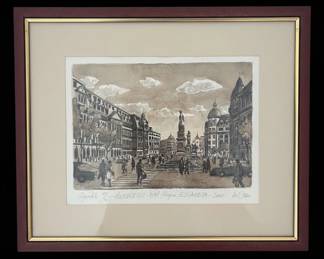 Aquaforte Print of Bucharest, Piaa Regal now Piaa Victoriei
