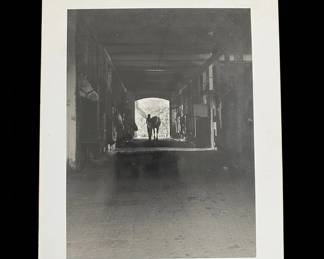 Vintage Black and White Horse Stable Photograph