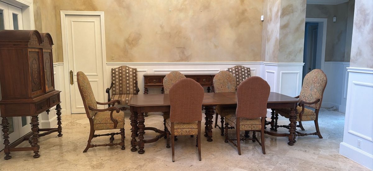 Original Antique Appraised at $35,000.00 Dining Set With 6 Chairs ,Console, and Bar Cabinet $6,000.00 OBO