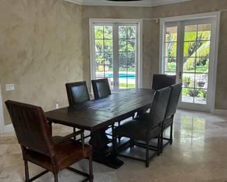 RH Dining Table Dark Brown With 6 Leather Chairs $4,000.00 OBO