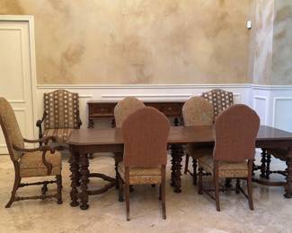 Original Antique Appraised at $35,000.00 Dining Set With 6 Chairs ,Console, and Bar Cabinet $6,000.00 OBO