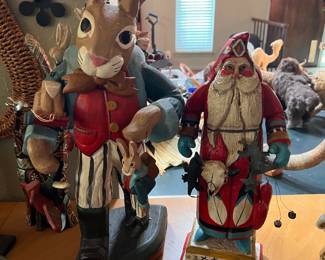 Rare Large House of Hatten "Dapper Rabbit" and Folk Art Santa
