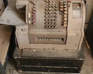 Vintage National Cash Register (NCR) from the early 1960s made from steel and cast iron.
