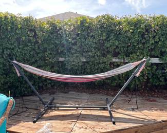 Multi-colored Double Hammock with stand for outside