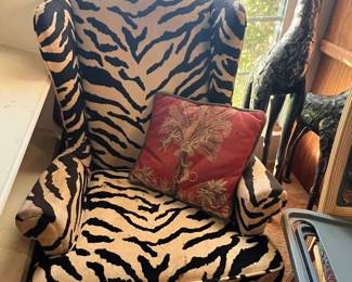 Jayden Creation Ira Tiger Traditional Animal Pattern Wingback Armchair