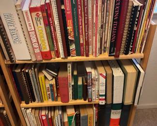 Abundance of cookbooks. Lassi s such as Betty Crocker, local organization cookbooks, manufacturers pamphlets.