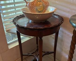 Walnut console table with antique wash set