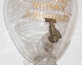 LARGE GLASS BEVERAGE SERVER W/ Red Seal Whisky Jas Buchanan & Co Ltd