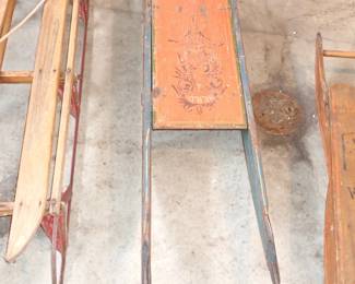 WOOD SLED PAINTED