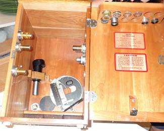 BAUSCH & LOMB OPTICAL MICROSCOPE IN WOOD BOX