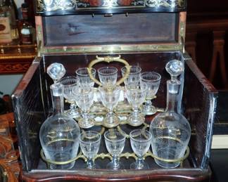 19th-century French Napoleon III cave à liqueur (liquor cabinet or tantalus)