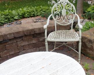 IRON CHAIRS & TABLE