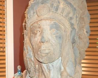 LARGE CARVED INDIAN HEAD