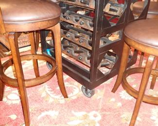 IRON BASE WINE HOLDER PUB TABLE W/4 STOOLS