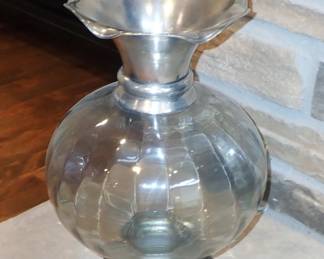 GLASS & SILVER VASE