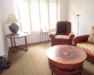 RD COPPER COFFEE TABLE - SIDE CHAIR - SOFA- LAMP LAMP TABLE