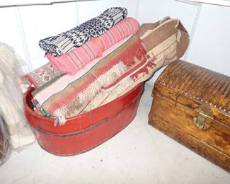 FABRIC - RUGS - WOOD OVAL TROUGH